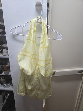 Banana Republic Pale Yellow Plaid Halter Top